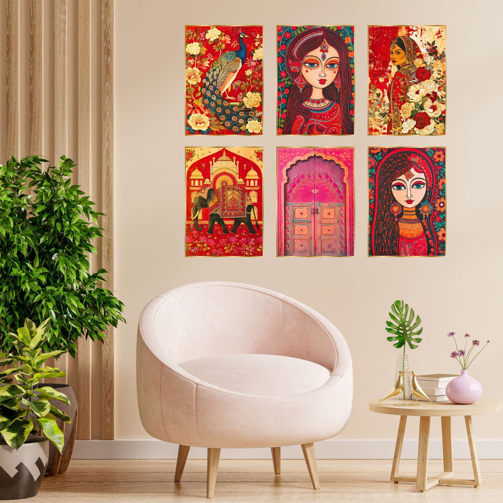 Set of Six Wall Paintings for Wall Dacoration Golden Framed Wall Paintings for Living Room & Bedroom Wall Art for Home Decoration & Office Wall Décor (17x13 inch CH-GD6-5) - Image 4